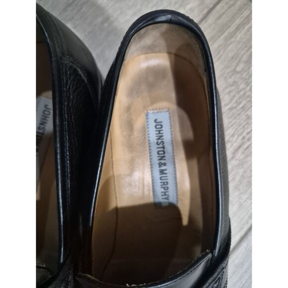 Johnston & Murphy Men's 8M Tassel Loafers Black Leather MADE IN ITALY - Picture 2 of 4